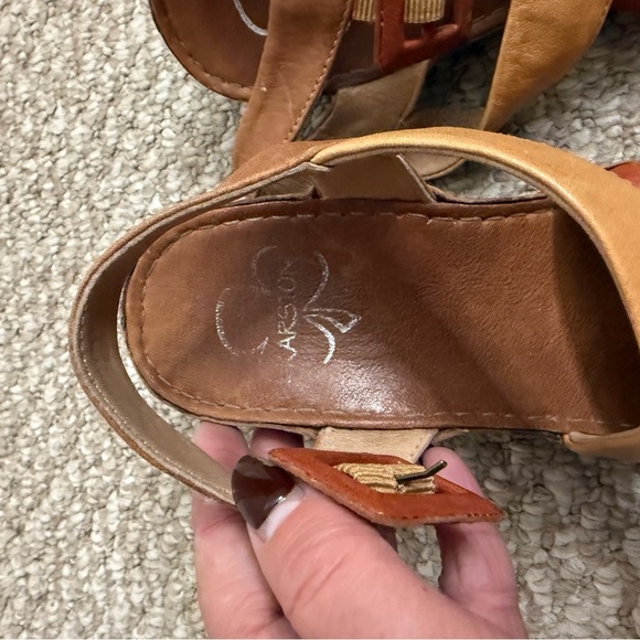 Karston gorgeous leather shoes Made in France. Size 38 wedge strappy heels brown - Picture 4 of 10